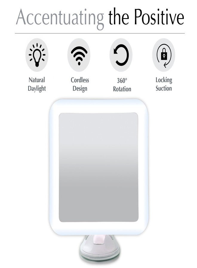 Fancii 10X Magnifying Lighted Makeup Mirror - Daylight LED Vanity Mirror - Compact, Cordless, Locking Suction, 6.5" Wide, 360 Rotation, Portable Illuminated Bathroom Mirror (Square) - Image 2