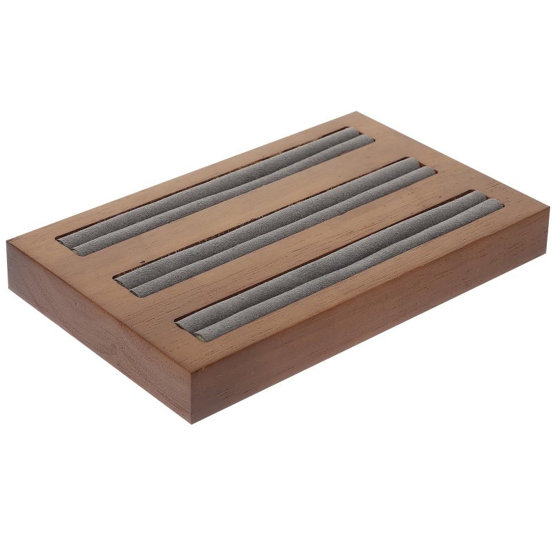 Wooden Rings Organizer Tray Jewelry Display Showcase Bracelet and Ring Holder Medium Gray Color Home Use - Image 2