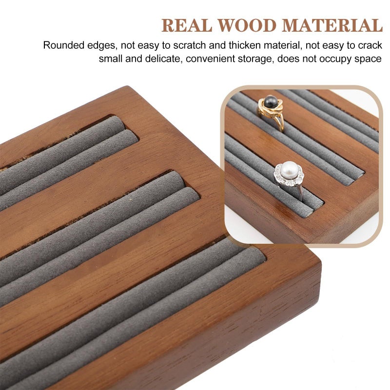 Wooden Rings Organizer Tray Jewelry Display Showcase Bracelet and Ring Holder Medium Gray Color Home Use - Image 4