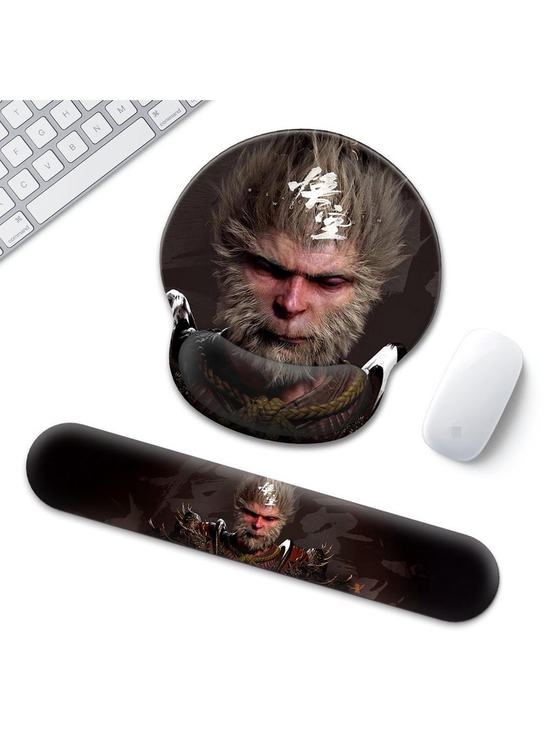 Y&D Black Myth Wukong Enlarged Superfine Fiber Soft Smooth Memory Foam Ergonomic Mouse Pad Keyboard Wrist Rest Comfortable for Desktop Laptop Mac or Gaming Stress Free Typing - Image 1