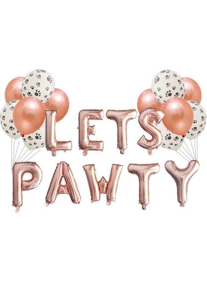 Atpata Funky Dog Birthday Celebration LETS PAWTY/WOOF/FUREVER YOUNG 16 INCH Text Foil Balloons Set (LETS PAWTY Rose Gold), Large (Foil-LetsPawtyRG) - Image 1