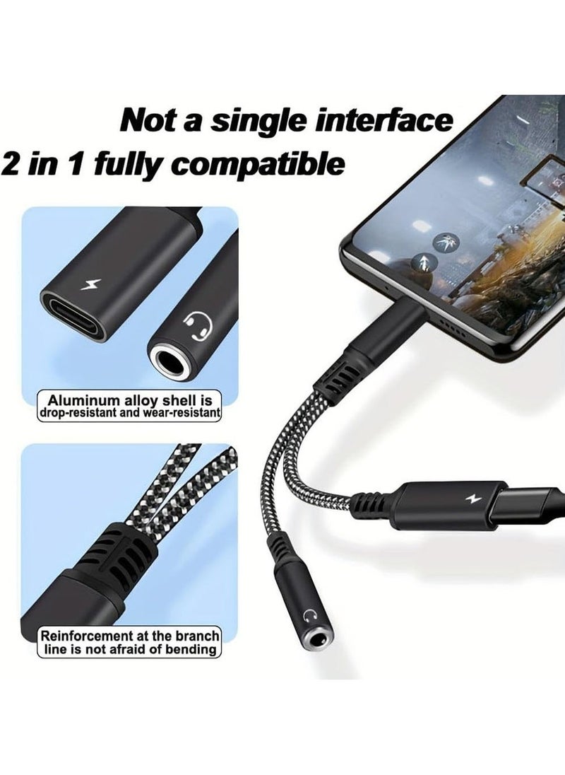 يوجي محول سماعة رأس وشاحن USB من النوع C إلى 3.5 ملم، ومقبس سماعة رأس 2 في 1 USB من النوع C إلى 3.5 ملم وكابل محول شحن من النوع C متوافق مع iPhone 15/14، وGalaxy S24 S23 S22  - Image 3