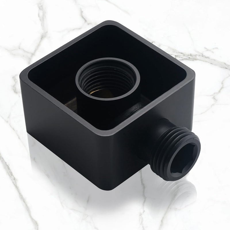 UCLIMAA Wall Supply Elbow for Handshower, Brass Square Wall Mount Shower Hose Connectorm1/2"for Handheld Hand Shower-Matte Black - Image 3