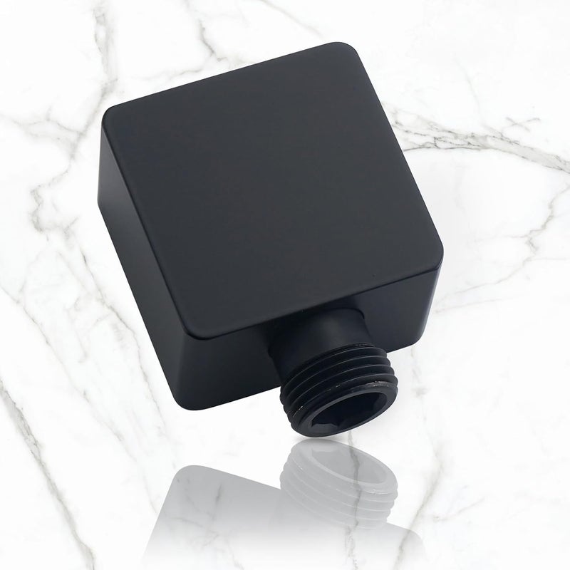 UCLIMAA Wall Supply Elbow for Handshower, Brass Square Wall Mount Shower Hose Connectorm1/2"for Handheld Hand Shower-Matte Black - Image 2