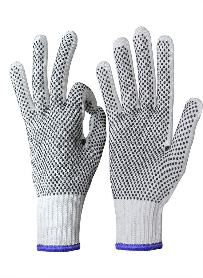 Evridwear Cotton Polyester String Knit Shell Safety Protection Work Gloves for Painter Mechanic Industrial Warehouse Gardening Construction Men & Women 12 Pairs, With Two Side dots, XL Size - Image 2