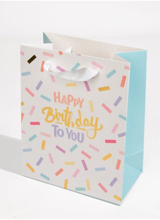 Happy Birthday White Confetti Large Gift Bag