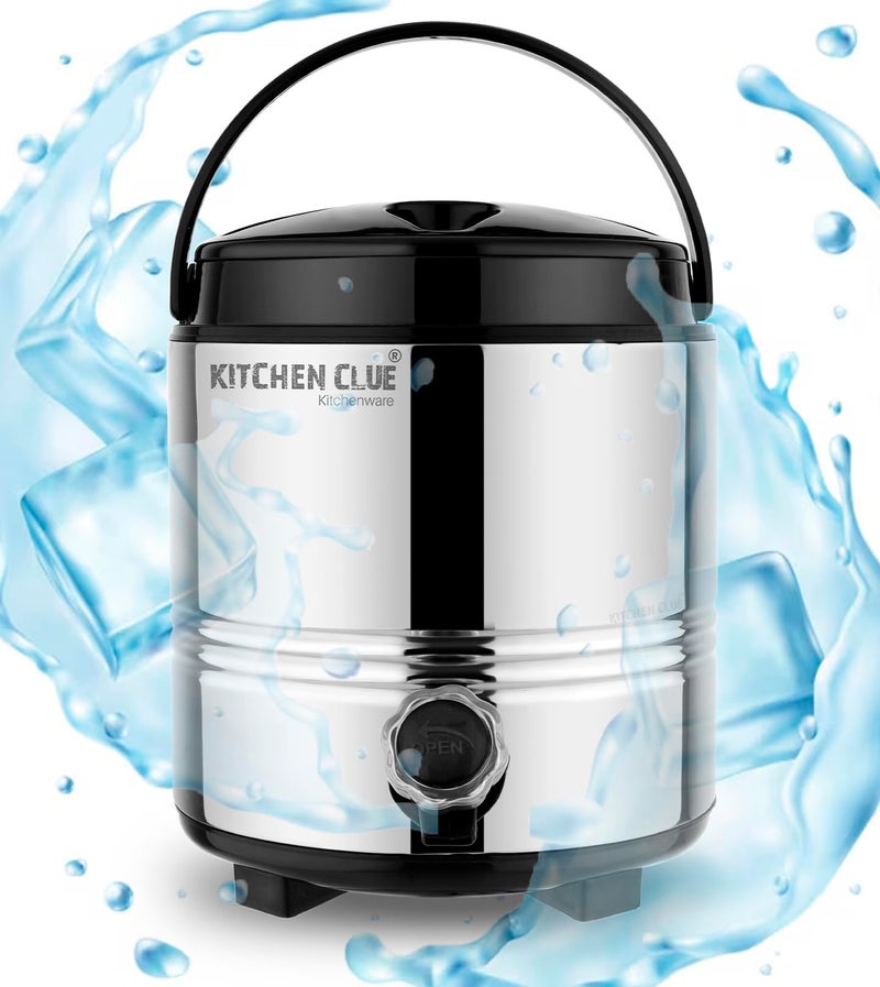 KITCHEN CLUE Stainless Steel Thermos/Water Container with Tap (5 Liter) Cool Drinking Water Dispenser for Office Home KitchenI PU Insulated Water Jug I Easy to Carry Handle I Easy to Clean & Maintain - Image 1
