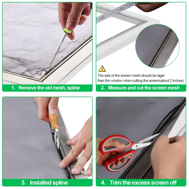 Qwr Pet Proof Window Screen Replacement Kit  39""X118"" Durable High Hardness Screen Mesh Replacement Window Screens Repair Kit For Sliding Screen Door Patio And Windows.(Folded Package) - Image 5