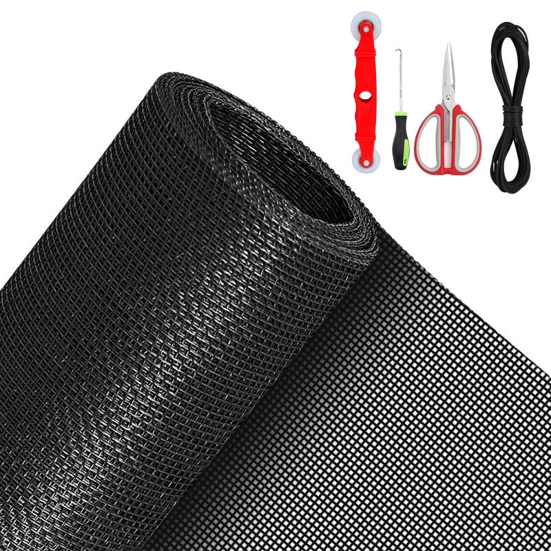 Qwr Pet Proof Window Screen Replacement Kit  39""X118"" Durable High Hardness Screen Mesh Replacement Window Screens Repair Kit For Sliding Screen Door Patio And Windows.(Folded Package) - Image 1