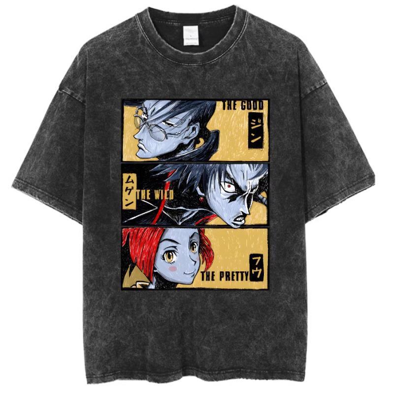 Japanese Anime Samurai Chaos Samurai Champloo Vintage Washed Old Short-Sleeved Cotton T-Shirt For Men And Women - Image 5