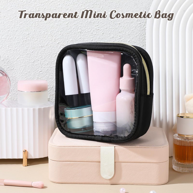 Clear Mini Makeup Bag With Front Window Zipper Pouch Portable Travel Toiletries Organizer - Image 4
