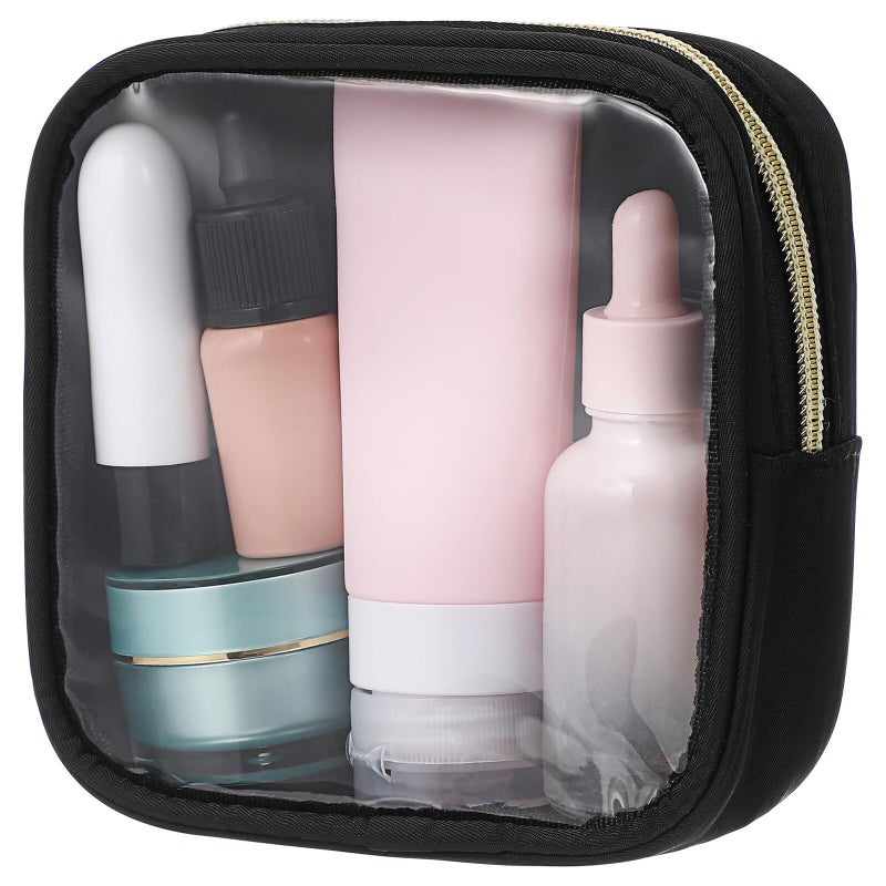 Clear Mini Makeup Bag With Front Window Zipper Pouch Portable Travel Toiletries Organizer - Image 2