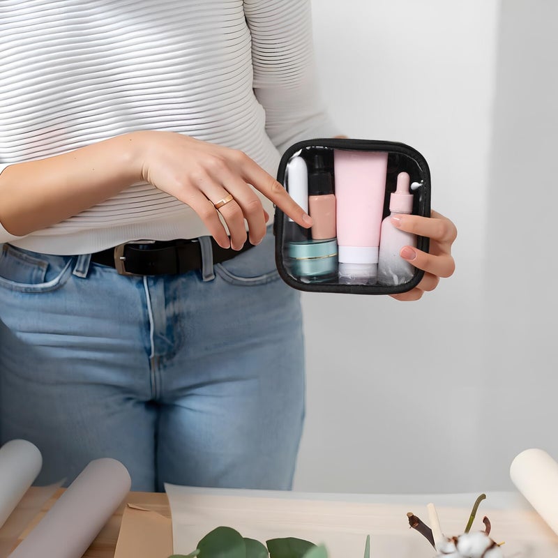 Clear Mini Makeup Bag With Front Window Zipper Pouch Portable Travel Toiletries Organizer - Image 5