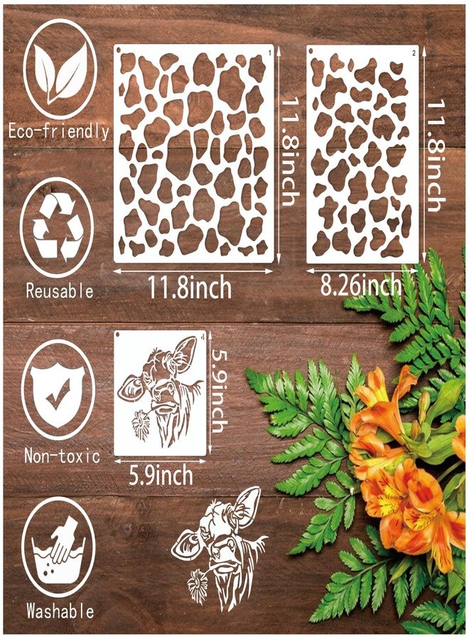 yhslmh Leopard Print Cow Stencils - Reusable Animal Print Stencils for Painting, Wood Burning, DIY Art Craft on Fabric, Canvas, Furniture (11 Pieces) - Image 2