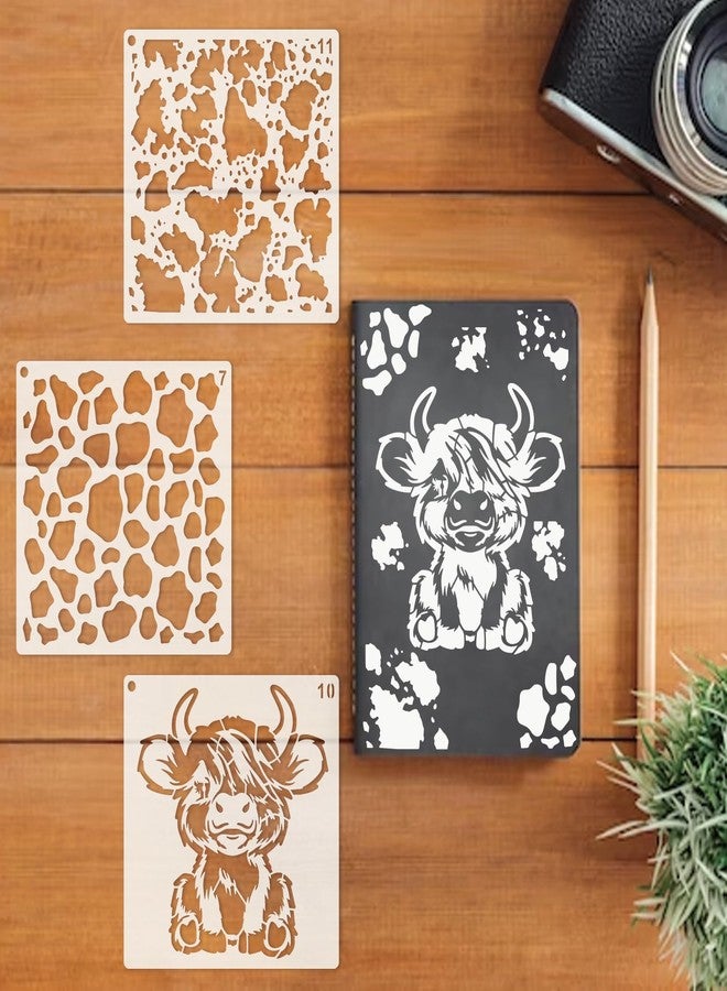yhslmh Leopard Print Cow Stencils - Reusable Animal Print Stencils for Painting, Wood Burning, DIY Art Craft on Fabric, Canvas, Furniture (11 Pieces) - Image 5