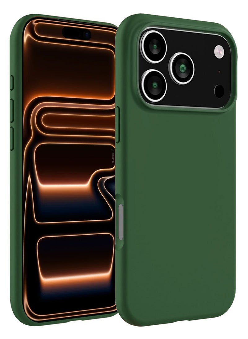 Silicone Protective Phone Case for iPhone 17 Pro  - Soft Anti-Scratch Microfiber Lining Utra Slim Drop Protection Phone Cover - Green - Image 2