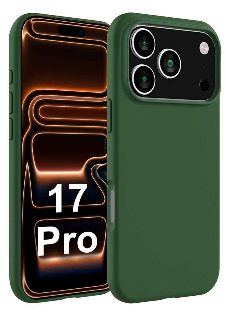 Silicone Protective Phone Case for iPhone 17 Pro  - Soft Anti-Scratch Microfiber Lining Utra Slim Drop Protection Phone Cover - Green - Image 1