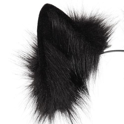 HAOAN Handmade Faux Fur Fox Wolf Ears Headband Halloween Christmas Cosplay Party Costume Accessories - Image 5