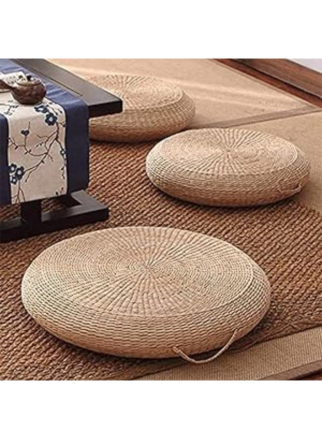 وسادة مقعد فوتون، وسادة أرضية منسوجة من القش الطبيعي للاستخدام الخارجي، وسادة أرضية دائرية تاتامي للجلوس، وسادة تأمل مصنوعة يدويًا، لغرفة اليوغا 19.5 × 3.9 بوصة بيج