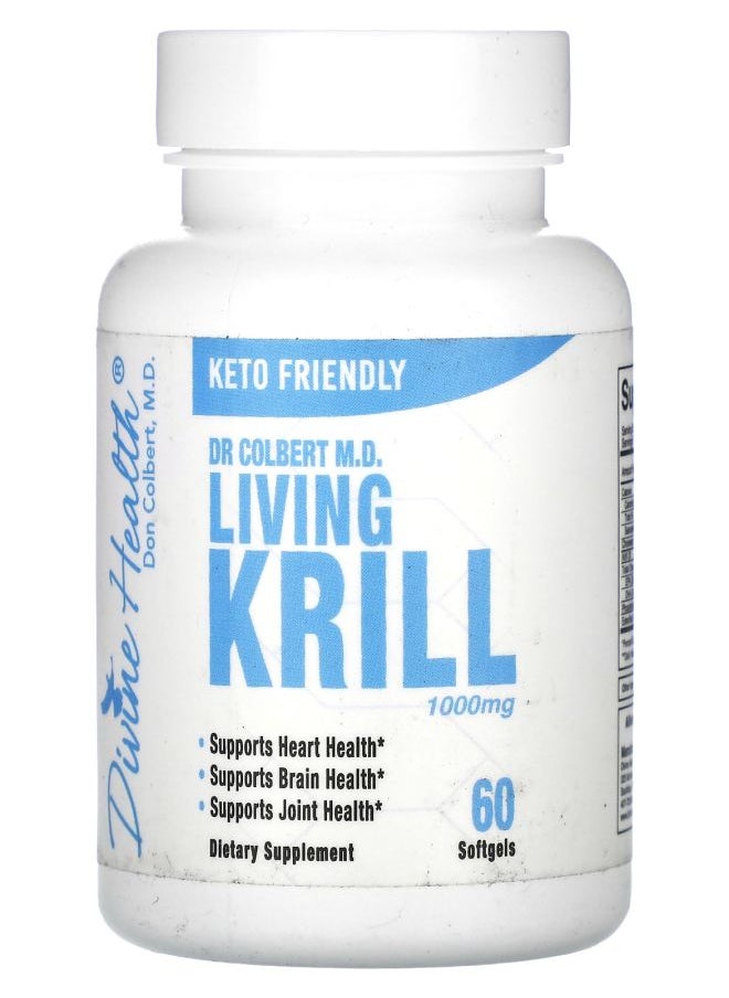 Divine Health Dr. Colbert M.D. Living Krill 1000 mg  60 Softgels (500 mg per Softgel) 