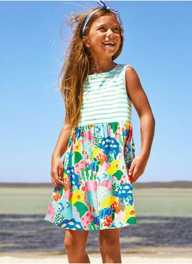 YUNIQEE Multicolour A-Line Crew Neck Printed Dress
