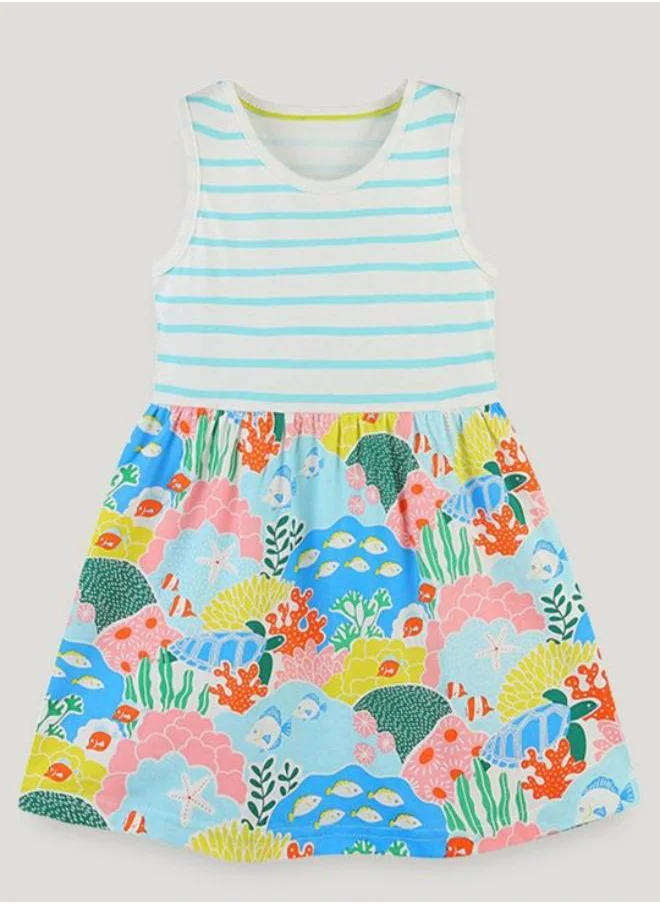 YUNIQEE Multicolour A-Line Crew Neck Printed Dress