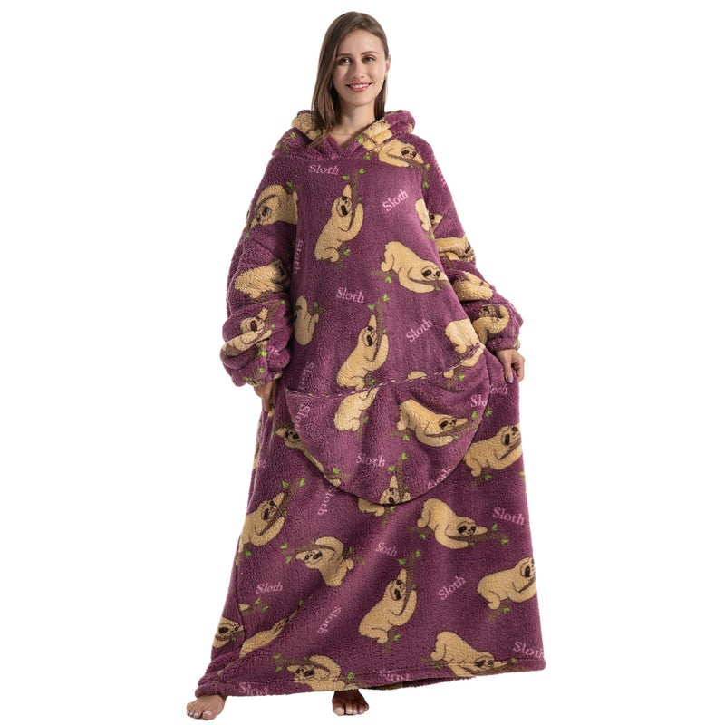 Msrlassn Wearable Blanket Hoodie for Adults Oversized Blanket Hoodie Extra Long Womens Blanket Hoodie Sweatshirt Blanket with Pockets as Birthday Gifts for Mom Women Girlfriend Men - Image 2