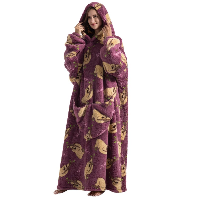 Msrlassn Wearable Blanket Hoodie for Adults Oversized Blanket Hoodie Extra Long Womens Blanket Hoodie Sweatshirt Blanket with Pockets as Birthday Gifts for Mom Women Girlfriend Men - Image 5
