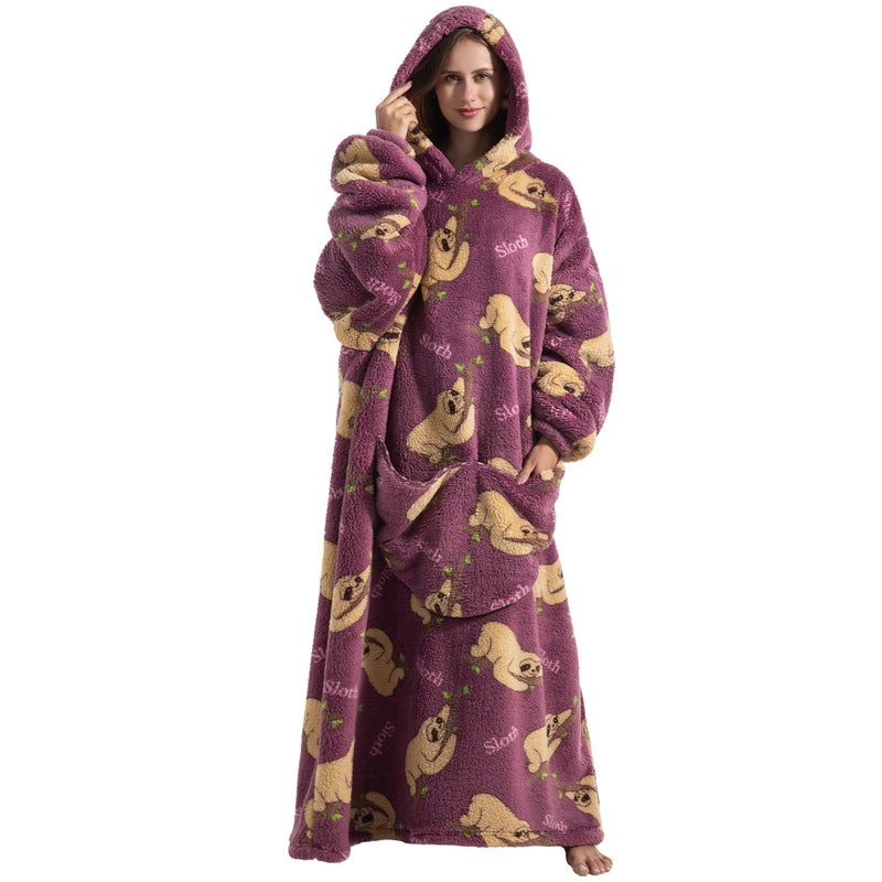 Msrlassn Wearable Blanket Hoodie for Adults Oversized Blanket Hoodie Extra Long Womens Blanket Hoodie Sweatshirt Blanket with Pockets as Birthday Gifts for Mom Women Girlfriend Men - Image 4