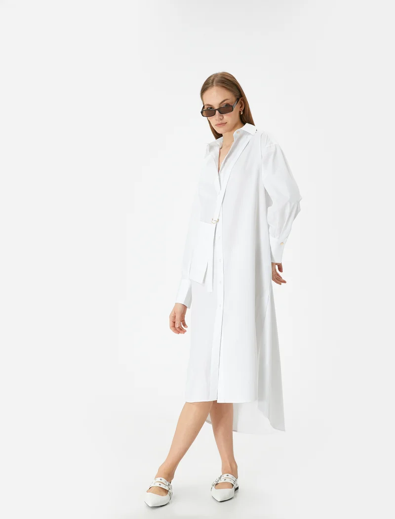 كوتون Relax Fit Midi Shirt Dress