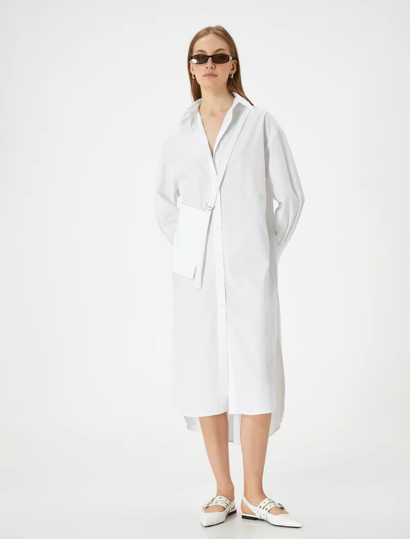 كوتون Relax Fit Midi Shirt Dress