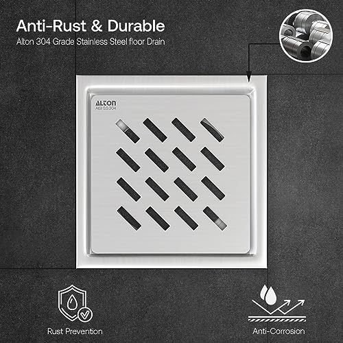 ALTON ALD1003, SS-304 Grade, 6x6 INCH Plain, Bathroom Grating Square Floor Drain Jali, Matte - Image 5