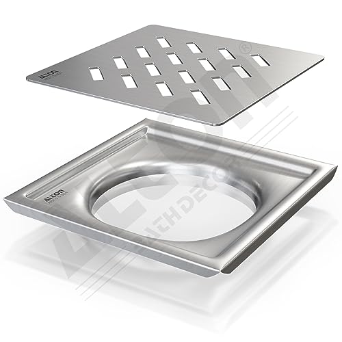 ALTON ALD1003, SS-304 Grade, 6x6 INCH Plain, Bathroom Grating Square Floor Drain Jali, Matte - Image 1
