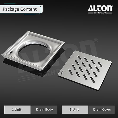 ALTON ALD1003, SS-304 Grade, 6x6 INCH Plain, Bathroom Grating Square Floor Drain Jali, Matte - Image 4