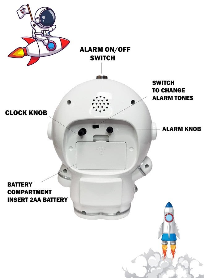 RIANZ Outer Space Astronaut Night Light Table Alarm Clock with Two Different Alarm Tones (Multi Color)Plastic,Large - Image 3