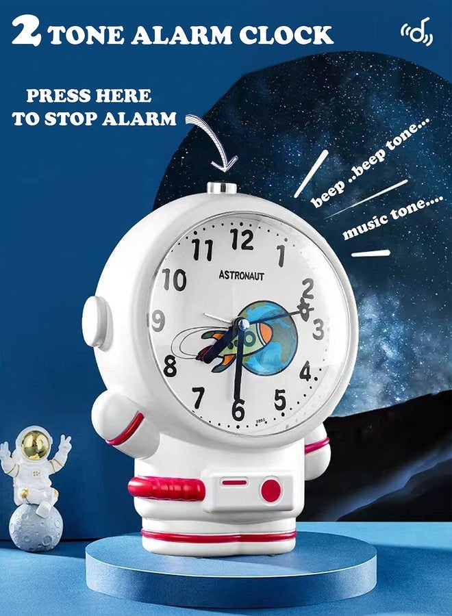 RIANZ Outer Space Astronaut Night Light Table Alarm Clock with Two Different Alarm Tones (Multi Color)Plastic,Large - Image 2
