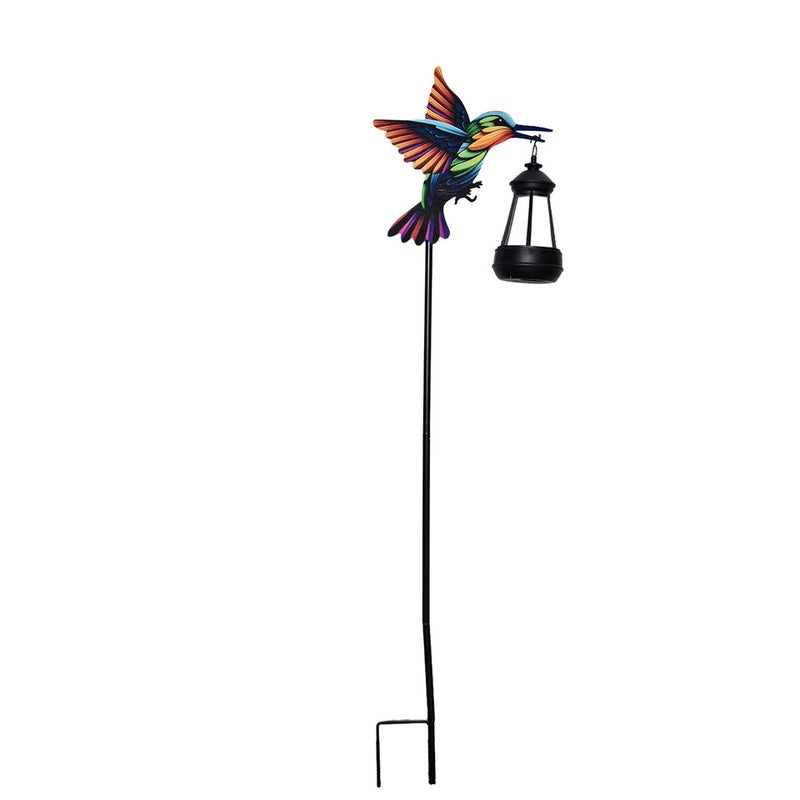 Iron Colorful Hummingbird Lantern Stake Light for Outdoor Solar Villa Garden Lawn Decor - Image 2