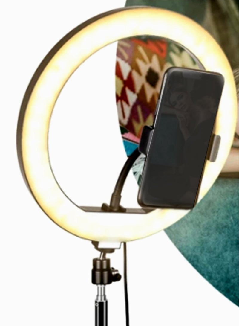 بيوينتي مصباح حلقي LED للتصوير الفوتوغرافي مع مثبت للجوال و حامل ثلاثي القوائم وجهاز اقتران بلوتوث بثلاث انماط للإضائه - Image 4