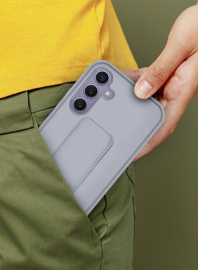 CATANES حافظة سامسونج جالاكسي S24 بلس مع حامل مغناطيسي وحامل سيليكون فاخر بحزام يد عمودي وأفقي، حامل متعدد، حامل سيارة، حافظة مع دعامة، غطاء بحزام إصبع رمادي - Image 4