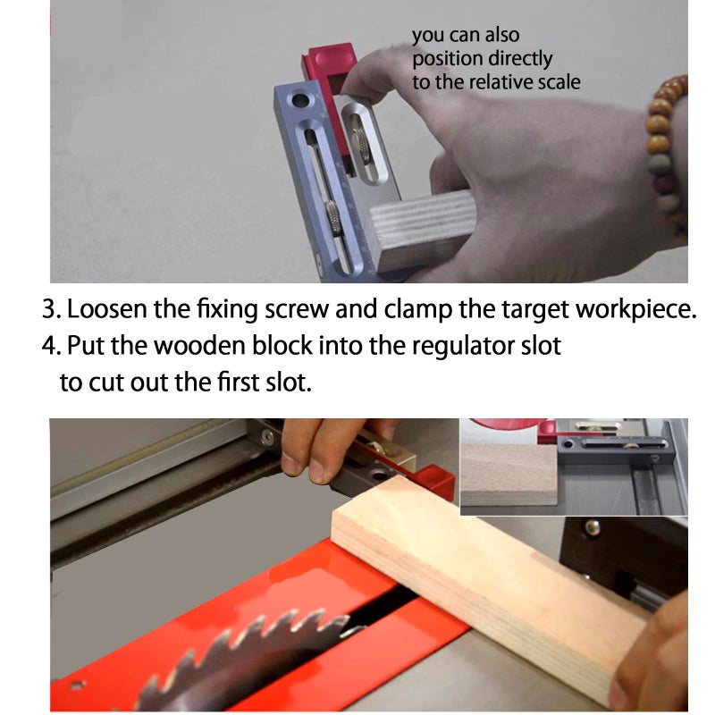 KZU Table Saw Slot Adjuster, Mortise and Tenon Tool, Aluminum Alloy Measuring Block, Movable Ruler, Saw Slot Measuring Gauge, Table Woodworking Tool for Length Compensation - Image 5