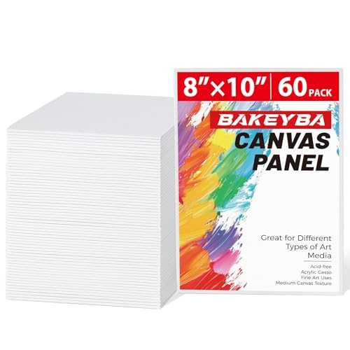 BAKEYBA Canvas Boards for Painting 60 Pack, 8x10 Inch Painting Canvas Panels, 100% Cotton White Blank Art Supplies for Acrylics Oil Watercolor Tempera Paints - Image 1