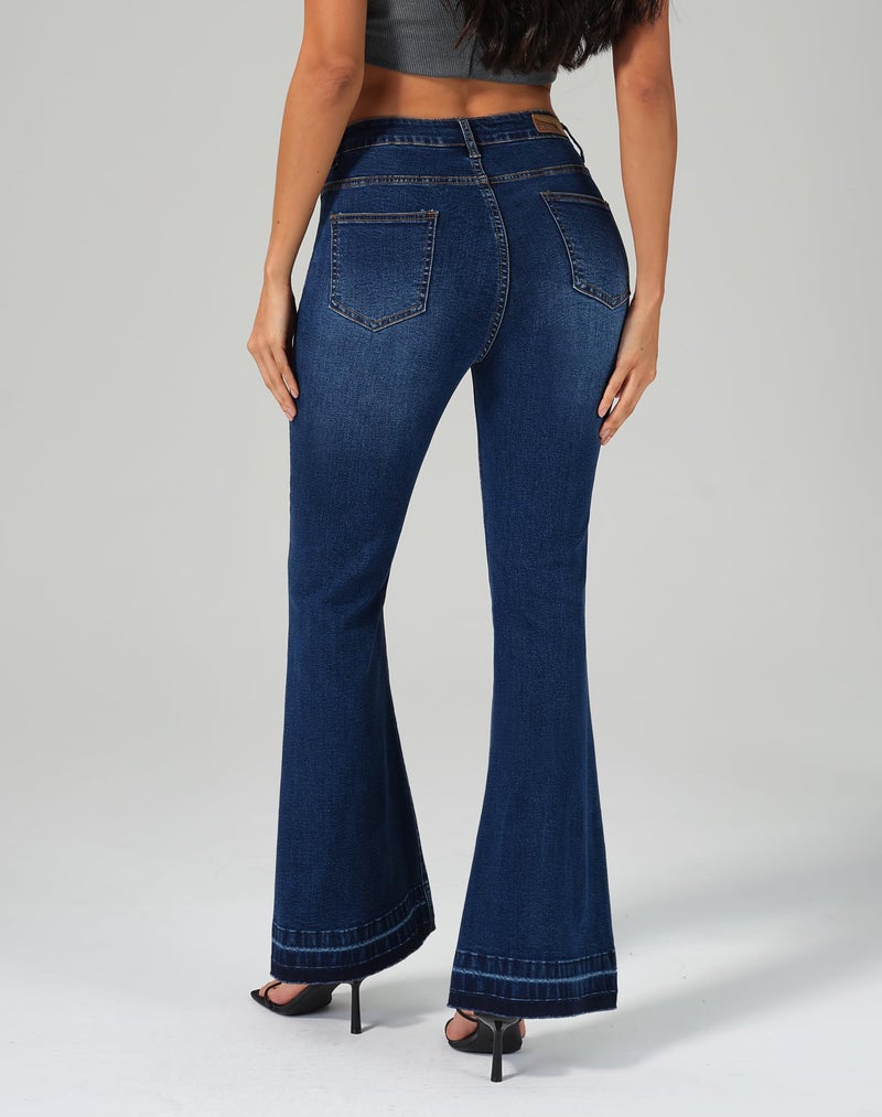 roswear Bell Bottom Jeans for Women High Waist Stretchy Flare Jeans Denim Trousers Pants Classic Blue X-Large - Image 3
