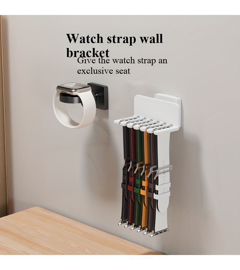Black Wall Mounted No Drill Apple Watch Band Rack For Bedroom - Image 3