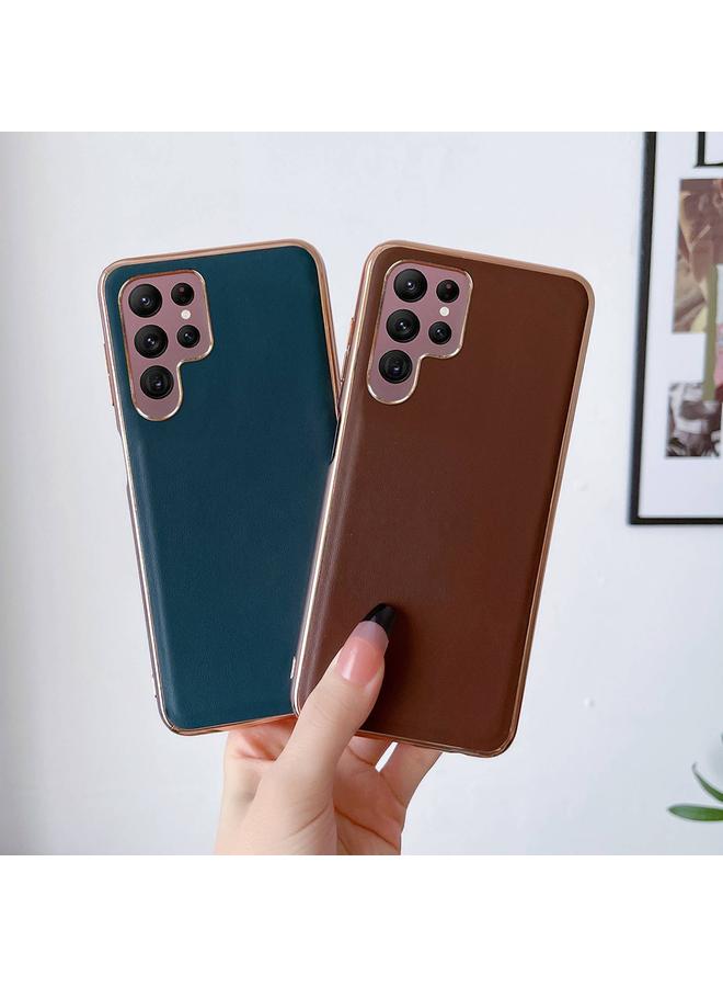 S-TOP Case For Samsung Galaxy S22 Ultra 5G Genuine Leather Xiaoya Series Nano Electroplating Phone Case - Image 4