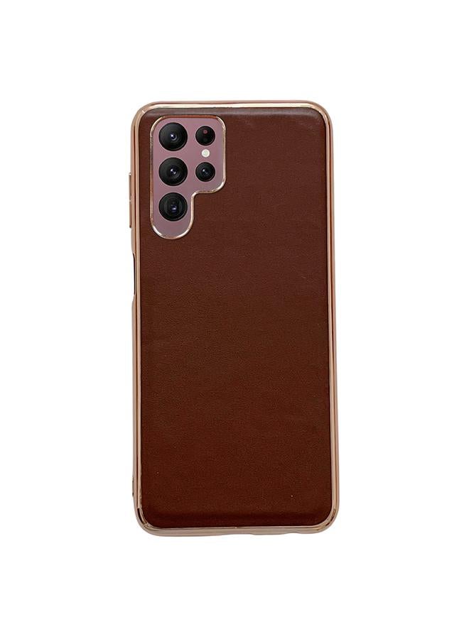 S-TOP Case For Samsung Galaxy S22 Ultra 5G Genuine Leather Xiaoya Series Nano Electroplating Phone Case - Image 1