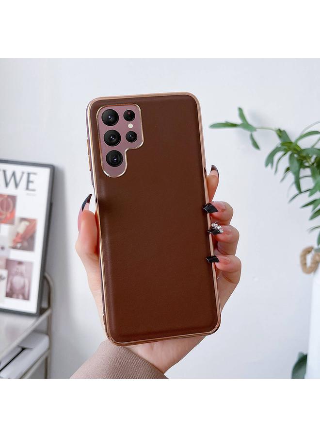 S-TOP Case For Samsung Galaxy S22 Ultra 5G Genuine Leather Xiaoya Series Nano Electroplating Phone Case - Image 2