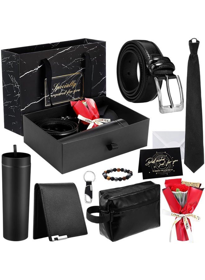 Tioncy 10 Pcs Gifts Set for Men: Men Birthday Gift Basket Box Kit-16 oz Tumblers Wallet Tie Belt -retirement Anniversary Thank You Present for Dad Husband Boyfriend Coworker(Rose) - Image 1
