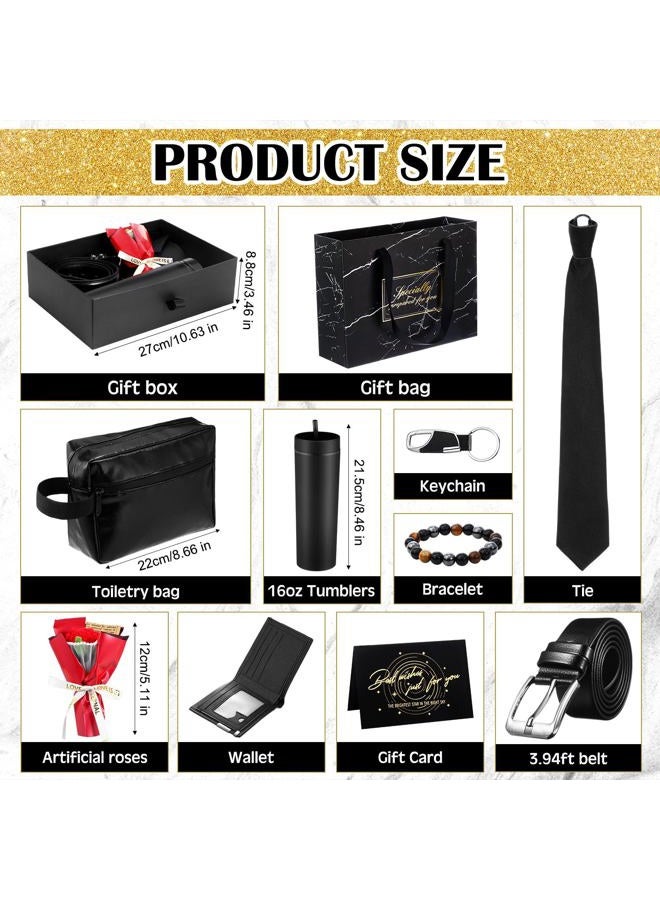 Tioncy 10 Pcs Gifts Set for Men: Men Birthday Gift Basket Box Kit-16 oz Tumblers Wallet Tie Belt -retirement Anniversary Thank You Present for Dad Husband Boyfriend Coworker(Rose) - Image 2