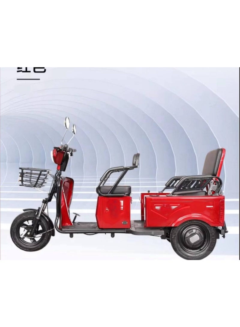 Electric Tricycle Scooter 60V with Display & Remote, Front Basket, LED Lights, 3 Speeds, 40km Range, 2+ Riders Capacity – Red - Image 3