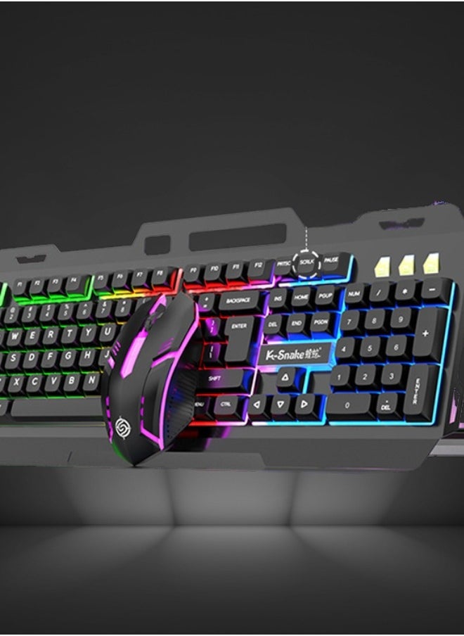 HaveDream - Mechanical Luminous Feel English Keyboard And Mouse Set, Wired USB (Black) - Image 1
